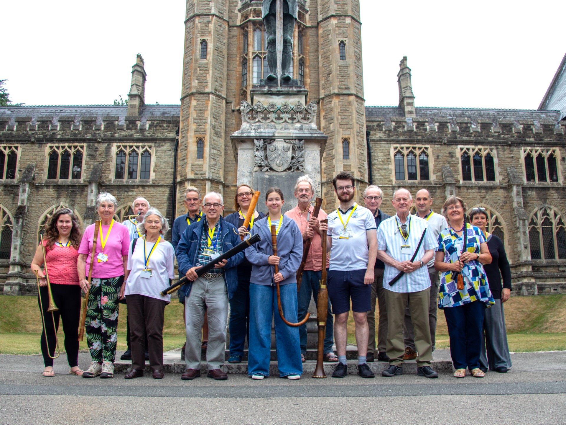 Adults practicing with instruments