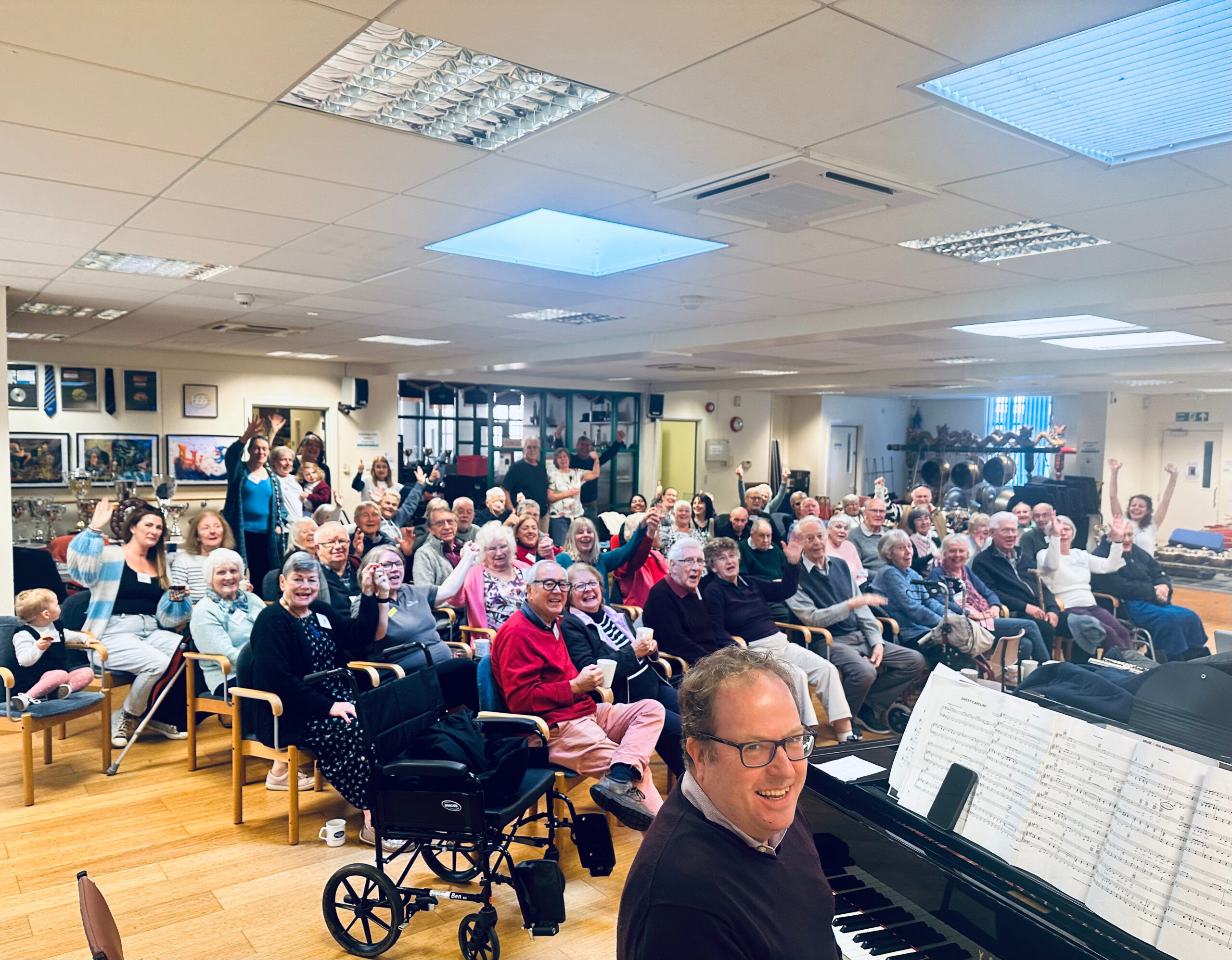 Adults practicing with instruments