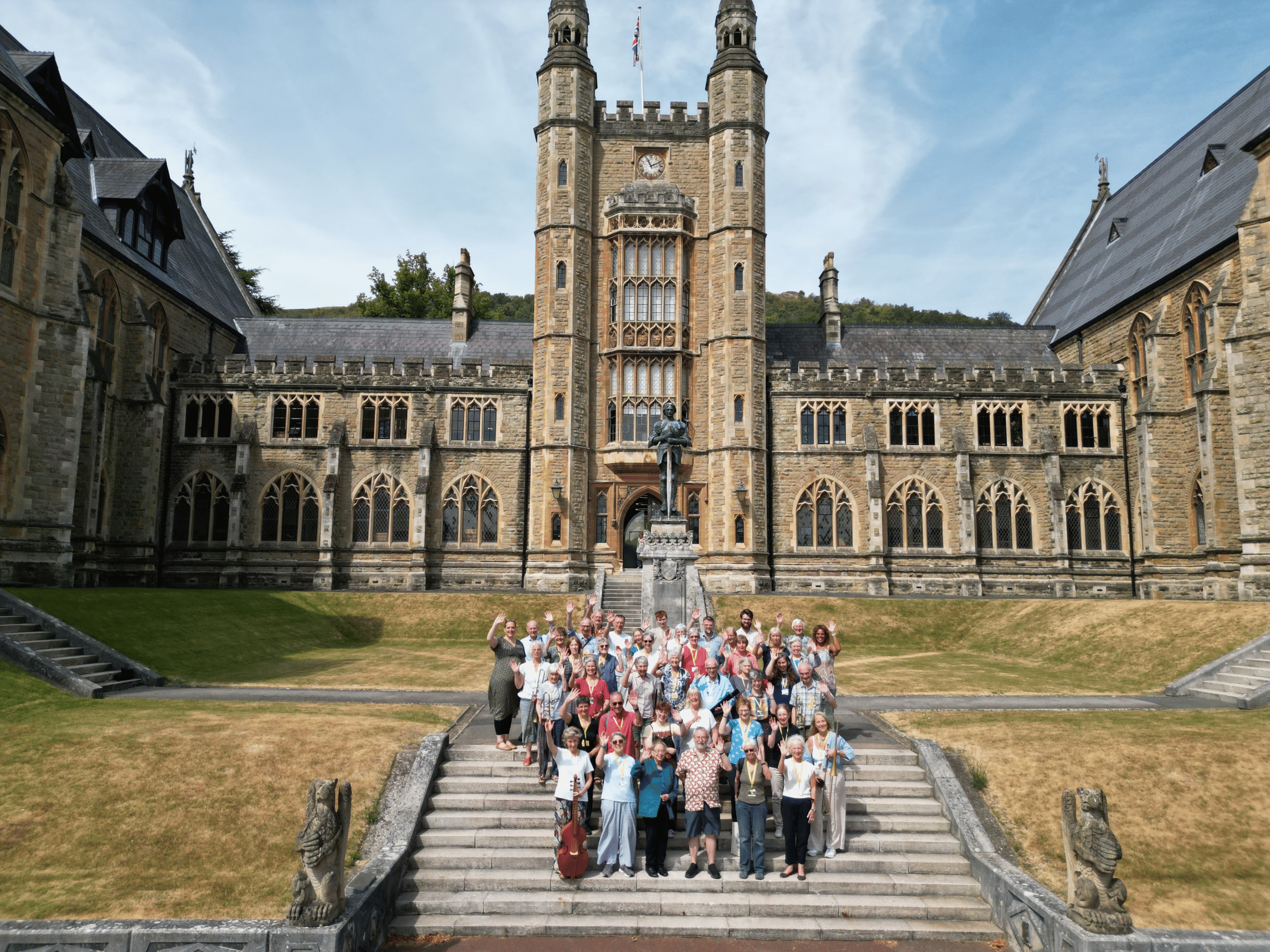 Drone shot of group